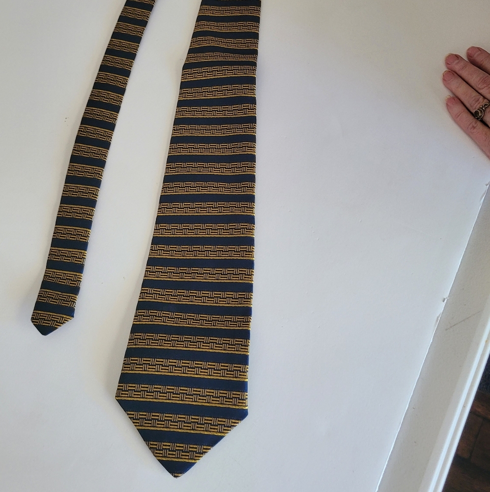 Classic Blue and Gold Striped Tie